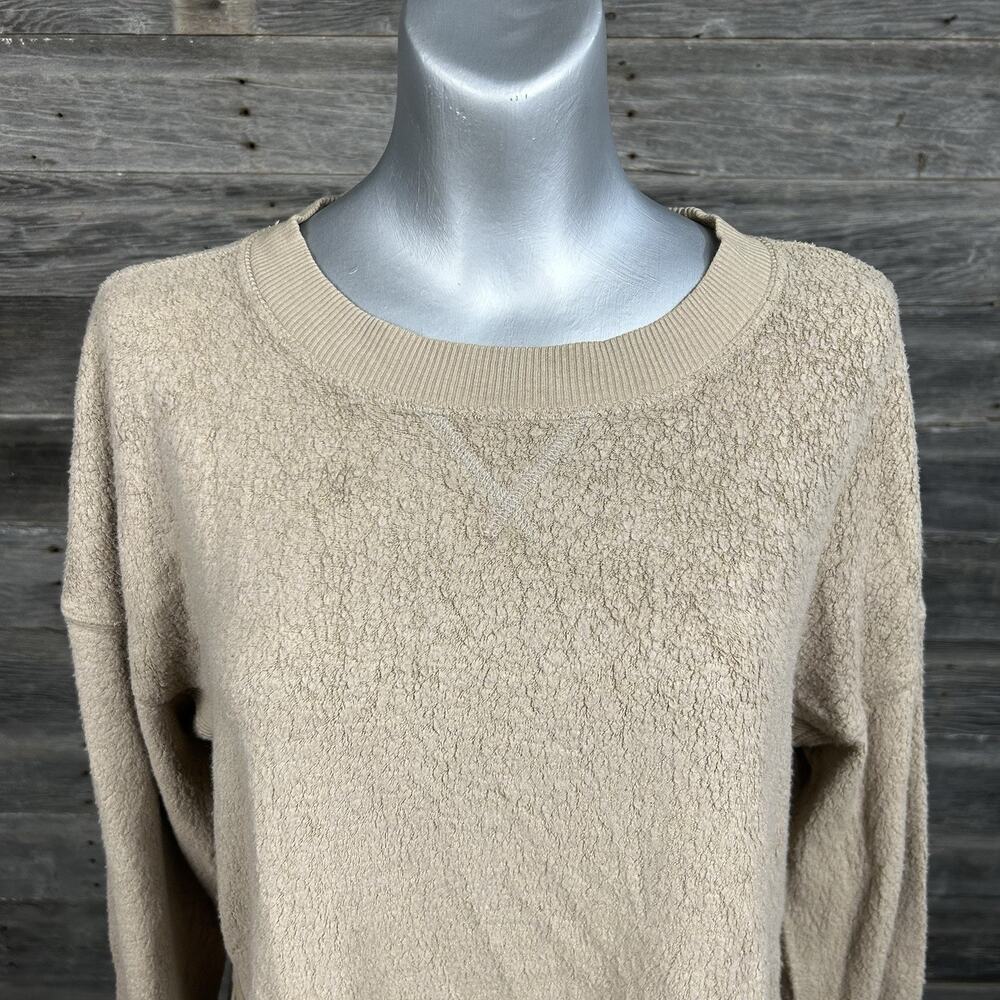 Aerie Chilled Out Sherpa Sweatshirt XS Beige Oversized Top Cozy Lounge - Picture 2 of 9